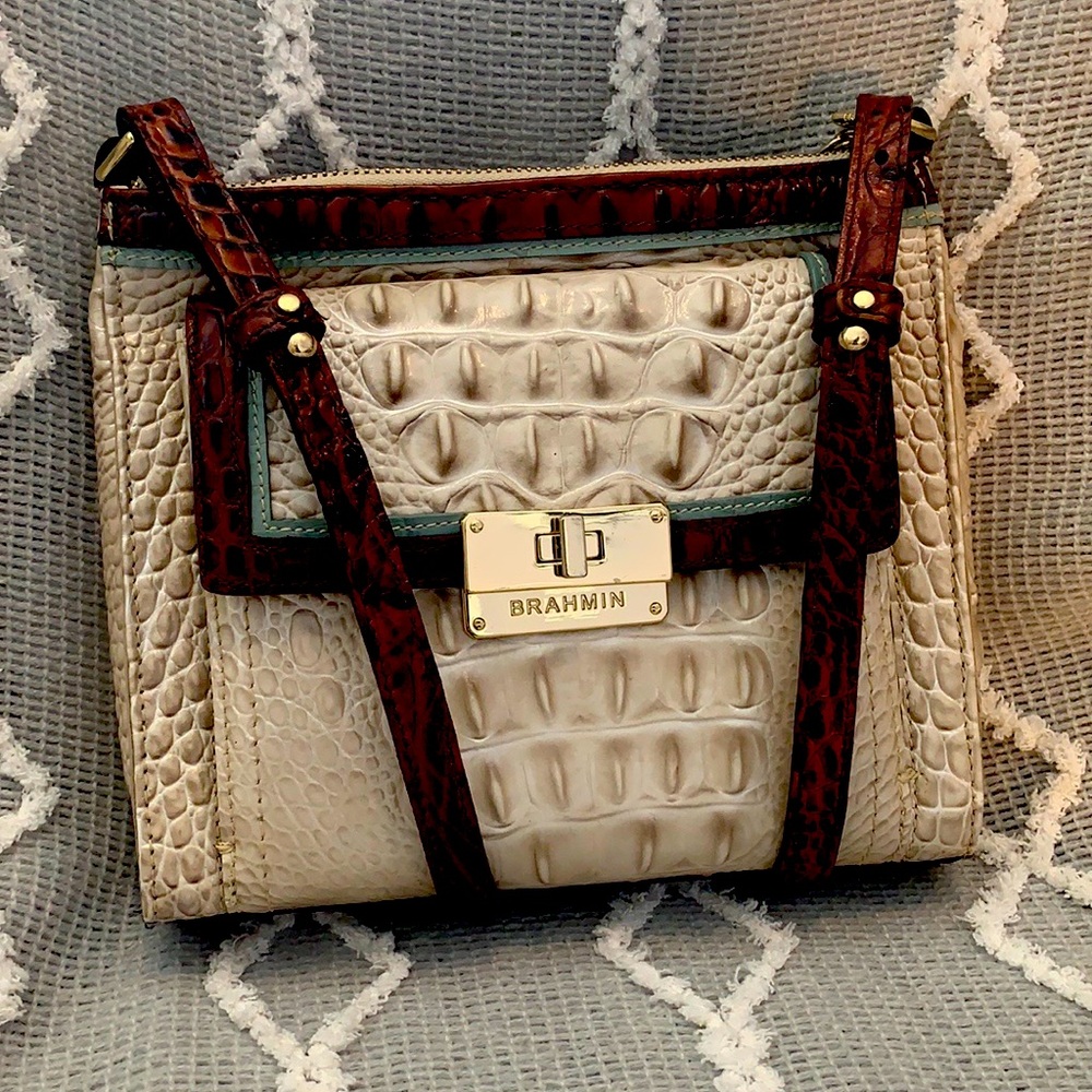Brahmin crossbody with exterior card wallet pocket